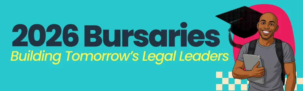 Scorpion Legal 2026 Bursaries banner with smiling student holding books