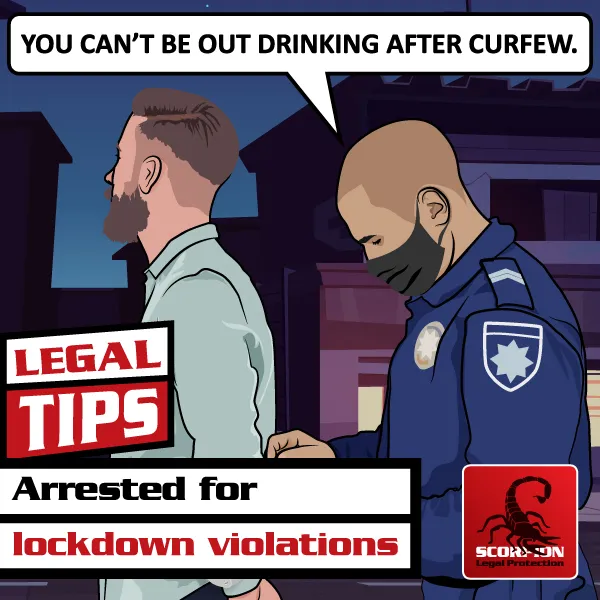 Illustration of a man being arrested during lockdown