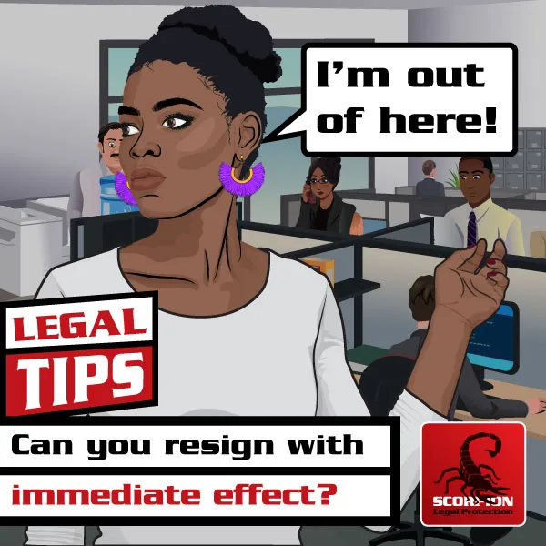 Illustration of a South African woman who wants to resign with immediate effect