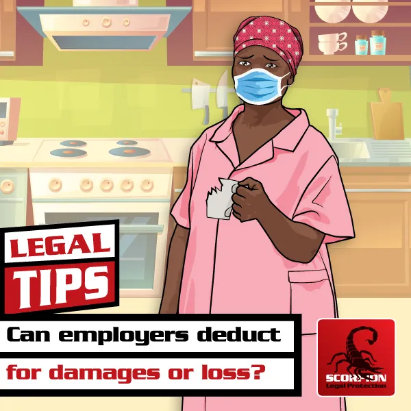 Illustration of a domestic worker holding a damaged cup