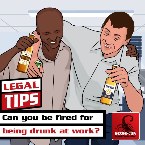 Illustration of two employees busy getting drunk at work