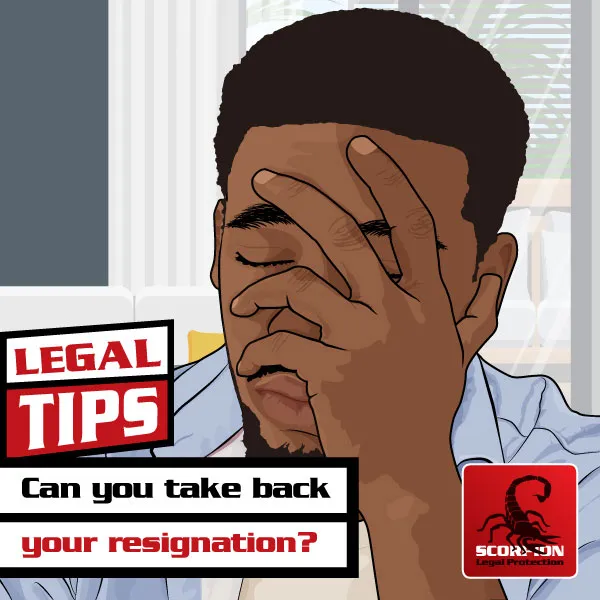 Illustration of a South African man who regrets and wishes to take back his resignation