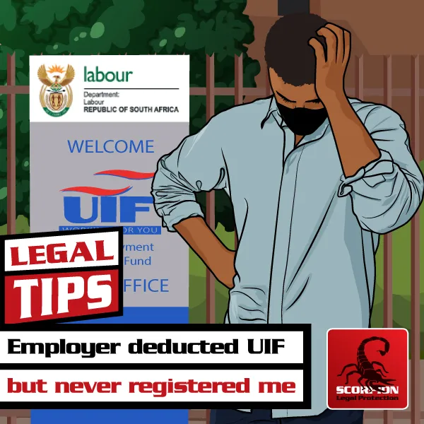 Illustration of a man who was told that he was not registered for UIF when his employer had been deducting for UIF