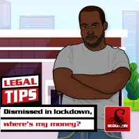 Illustration of a South African man questioning being dismissed during lockdown