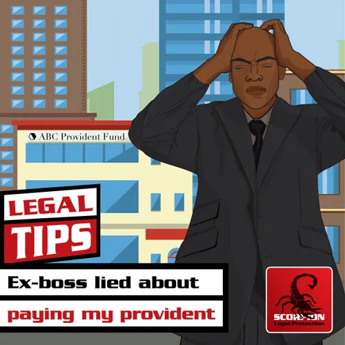 Illustration of a frustrated South African man who realised that his ex-boss lied about paying his provident
