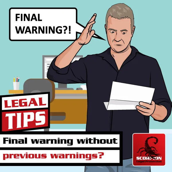 Illustration of a man surprised about receiving a final warning without previous warnings