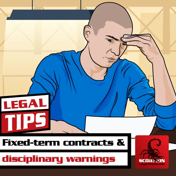 Illustration of an employee considering how fixed-term contracts and warnings work