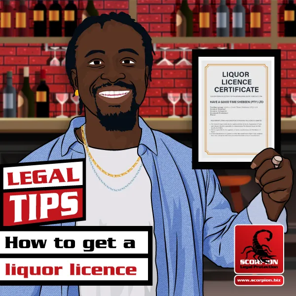 Illustration of a South African man holding a liquor licence