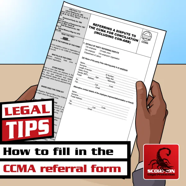 Illustration of hands holding a CCMA referral form