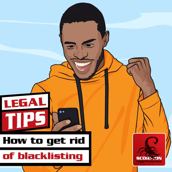 Illustration of a relieved man who received a message that he has been cleared from blacklisting