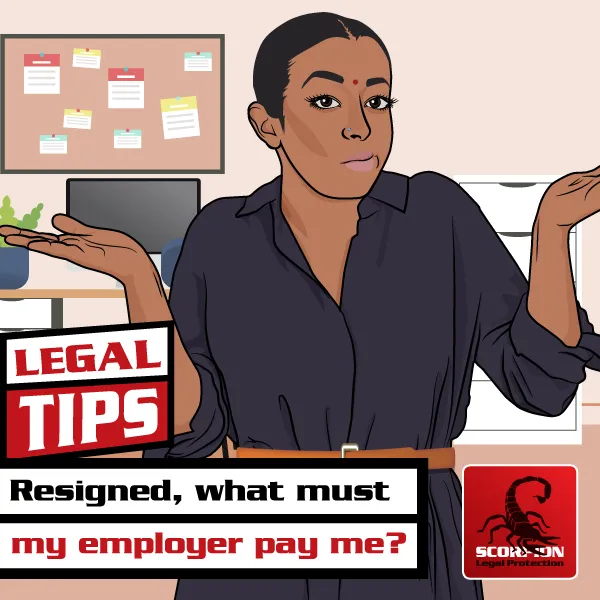 Illustration of a woman wondering what her employer should pay her if she resigned