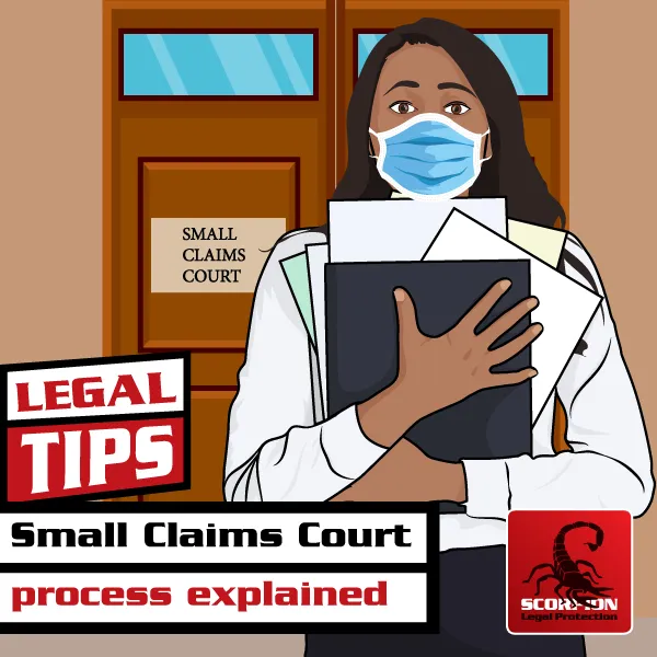 Illustration of woman going to Small Claims Court