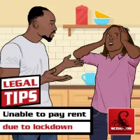 Illustration of a stressed couple who are unable to pay rent due to lockdown