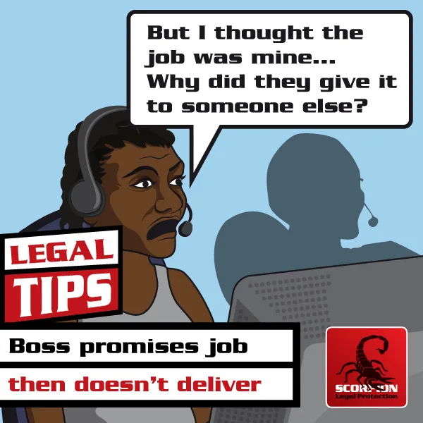 Illustration of a man who is questioning why a job that was promised to him was given to someone else