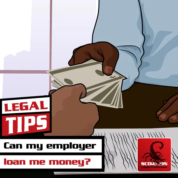 Illustration of an employer lending an employee money