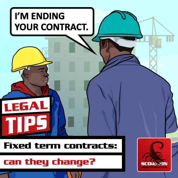Illustration of an employer telling an employee that he is ending his fixed term contract