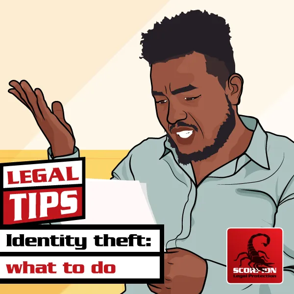 Illustration of a man realising that he is a victim of identity theft