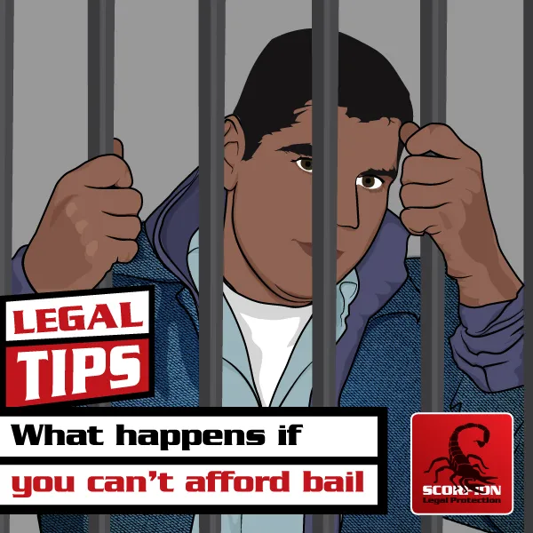 Illustration of a man in jail who can’t afford bail