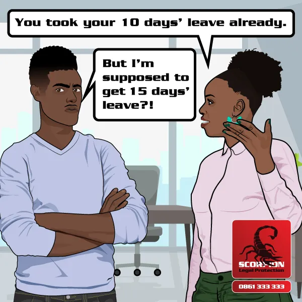 Illustration of a woman questioning her employer on why she cannot take more leave when she has not exceeded her allowed leave days yet