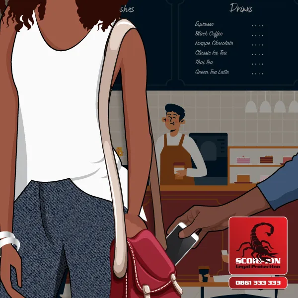 Illustration of a woman who's phone is being stolen